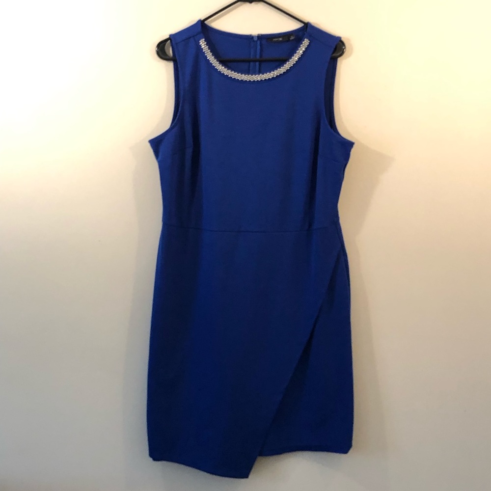 Royal Blue Dress with Decorative Collar